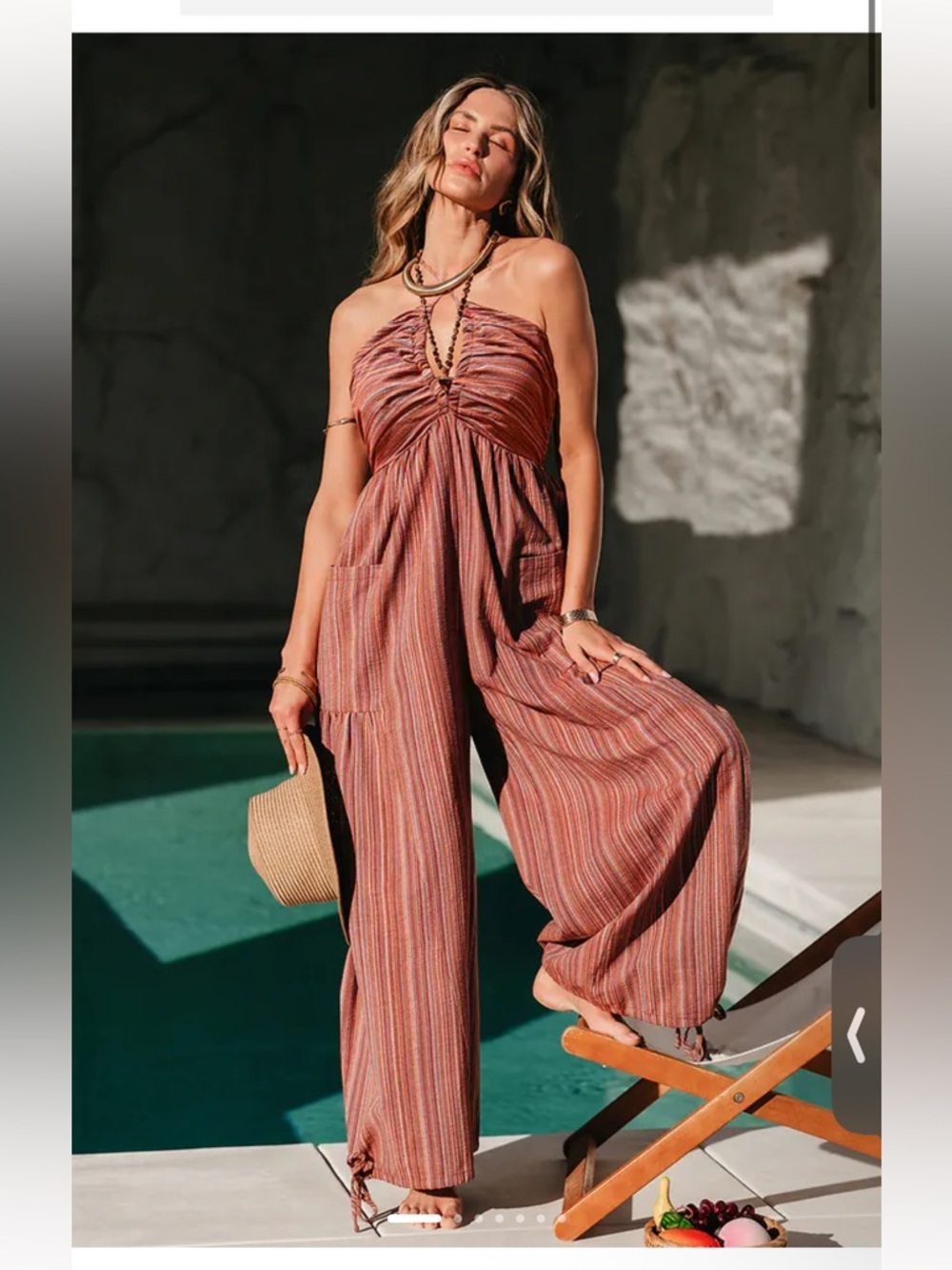 Cupshe Striped Plunge Loose Leg Jumpsuit boho summer beach outfit